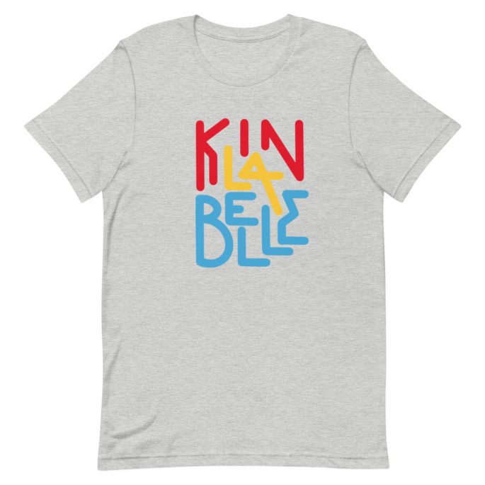 T-Shirt à col rond à imprimé unisexe Kin La Belle Urban Streetwear Vêtement Haut Gris