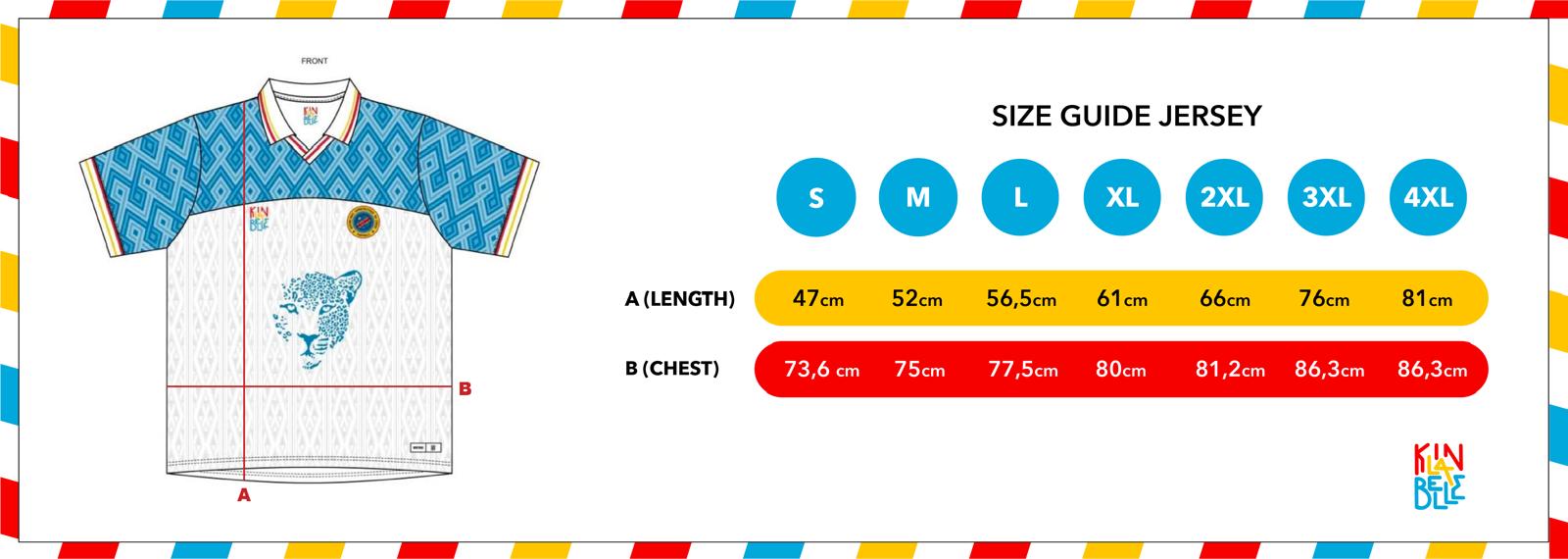 Guide des tailles maillot de football RDC Republique Démocratique du Congo CAN 2052 Héritage